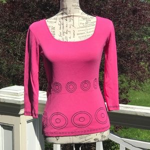 PIERRE NEW YORK Pink Black Sweater Style Top